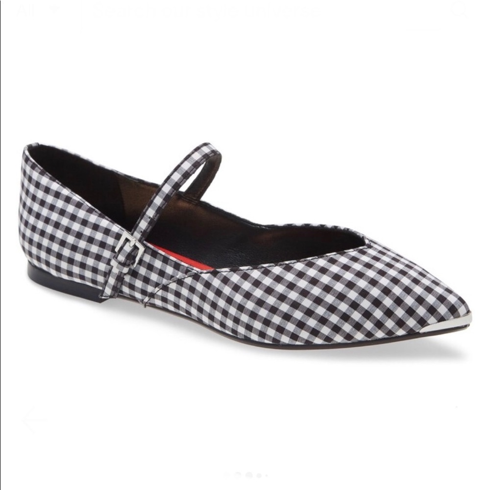 Ted Baker Hujig Gingham Mary Jane Flat, NEW